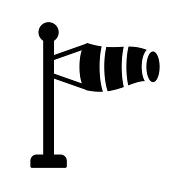 Rüzgâr hızı ve yönü gösteren bir rüzgar bayrağı, genellikle havacılıkta kullanılır..