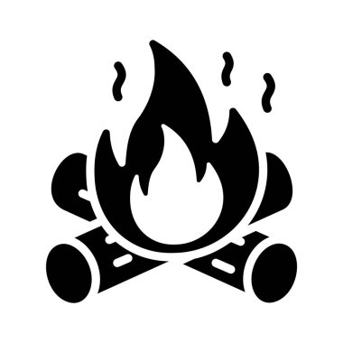 Kamp, macera ve açık havada hayatta kalmayı temsil eden bir kamp ateşi.