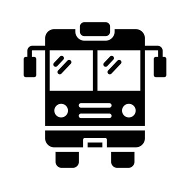 Toplu taşıma ve seyahati temsil eden bir otobüsün ön görüntüsü.