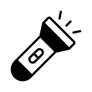 Macera, kamp ve gece keşfi için el feneri simgesi.