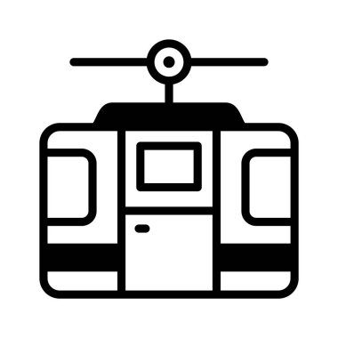 Dağ yolculuğunu, manzaralı yolculukları ve macerayı temsil eden kablolu bir araba..