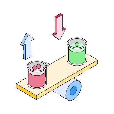 Denge deney simgesi izometrik tarzda yaratıcı bir şekilde tasarlandı