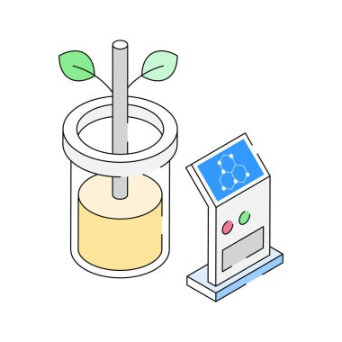 Bitki araştırmalarını gösteren premium izometrik simge indir