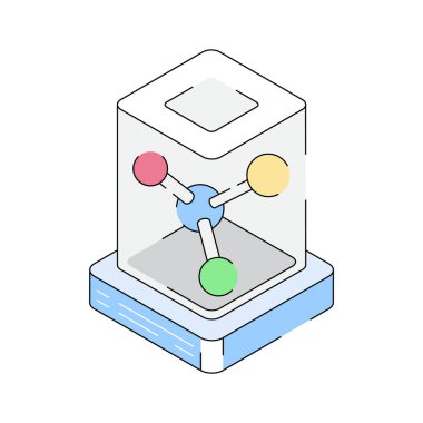 Moleküllerin bağlanması görsel olarak izometrik biçim simgesi