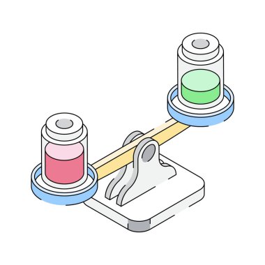 İzometrik tarzda laboratuvar dengesi deneyinin son simgesi