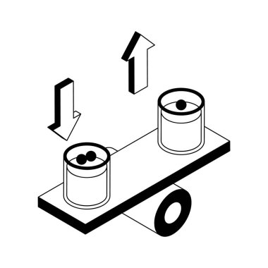 Denge deney simgesi izometrik tarzda yaratıcı bir şekilde tasarlandı