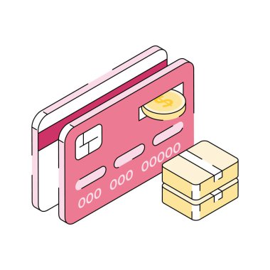 Kart ödeme izometrik biçim simgesi, premium indirmeye hazır