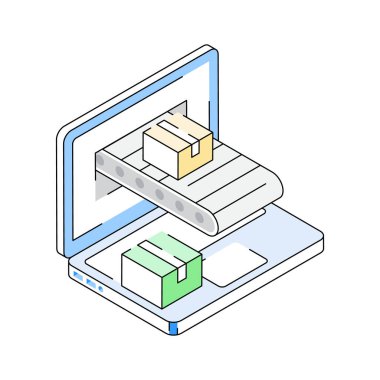Çevrimiçi çarpım simgesi inanılmaz bir şekilde izometrik biçimde tasarlandı