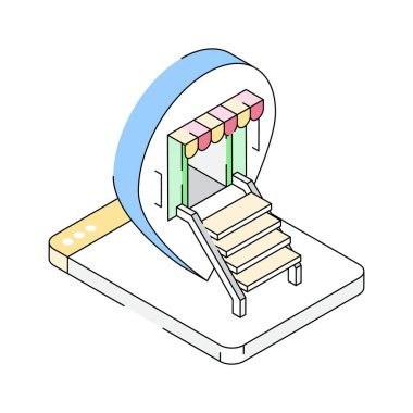 Yerel depolama simgesi izometrik tarzda yaratıcı olarak tasarlandı