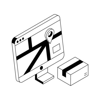 Paket izleme gösteren izometrik dış hat simgesi kullanmaya hazır