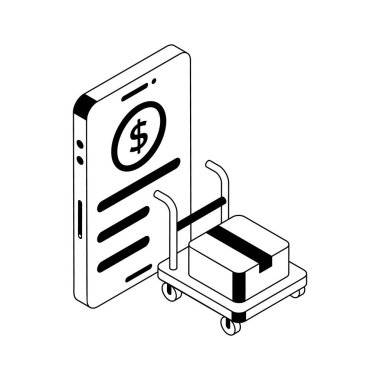 Çevrimiçi hizmet alımının iyi hazırlanmış izometrik taslak simgesi