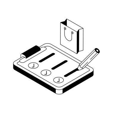 Alışveriş listesinin premium izometrik biçim simgesine bak