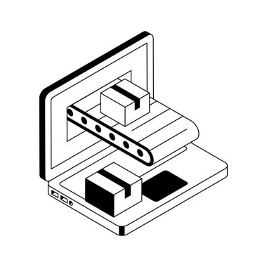 Çevrimiçi çarpım simgesi inanılmaz bir şekilde izometrik biçimde tasarlandı