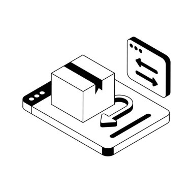 Dönüş çarpım politikasını gösteren kullanışlı bir izometrik biçim simgesi