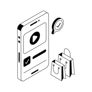 Çevrimiçi ürün videosunun büyüleyici bir izometrik simgesi
