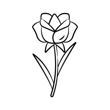 Karalama stilinde dizayn edilmiş gül çiçeğinin kullanışlı bir simgesi
