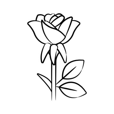 Büyüleyici bir el çizimi gül çiçeği ikonu