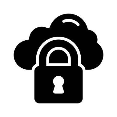 Üzerinde asma kilit olan güvenli bulut sembolü.