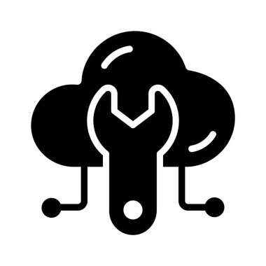 Bulut onarım simgesi yaratıcı bir şekilde kabartma biçiminde dizayn edildi