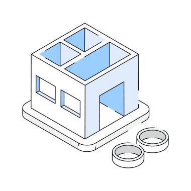 İnşaatın iyi hazırlanmış izometrik biçim simgesi