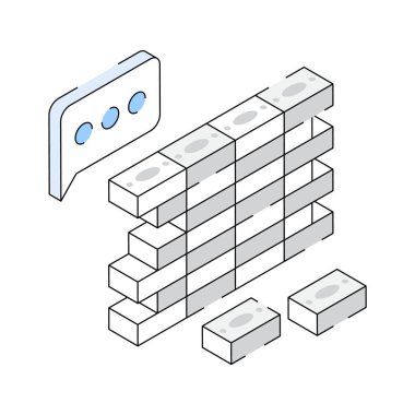 İzometrik tarzda dizayn edilmiş duvarcılığın simgesini düzenlemek kolay