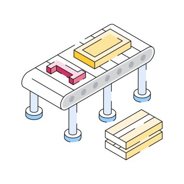Taşıyıcı bandı gösteren izometrik simgeyi düzenlemek kolay