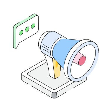 Megafon anonsunun bu modern izometrik simgesini alın
