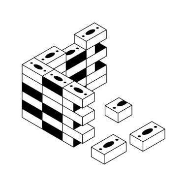 Tuğla yapımının premium izometrik simgesini indir