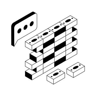 İzometrik tarzda dizayn edilmiş duvarcılığın simgesini düzenlemek kolay