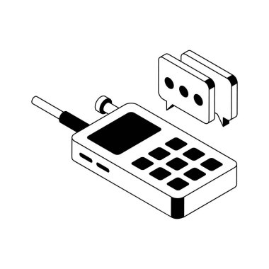 Telsiz iletişimini gösteren kullanışlı bir izometrik simge