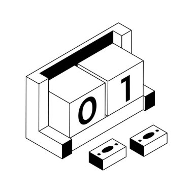 İşçi gününü gösteren izometrik taslak simgesi kullanmaya hazır