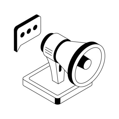 Megafon anonsunun bu modern izometrik simgesini alın