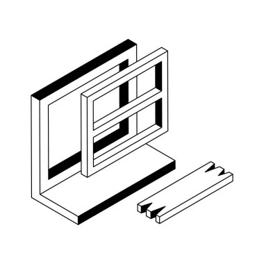 Pencere kurulum simgesi izometrik biçimde yaratıcı bir şekilde tasarlandı