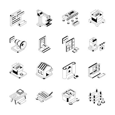 İşçi bayramının izometrik simgelerini gösteren bu son koleksiyonu alın