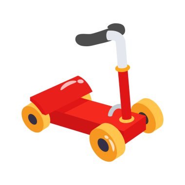 Çocukların scooter sürüşünün kullanışlı 3 boyutlu simgesi