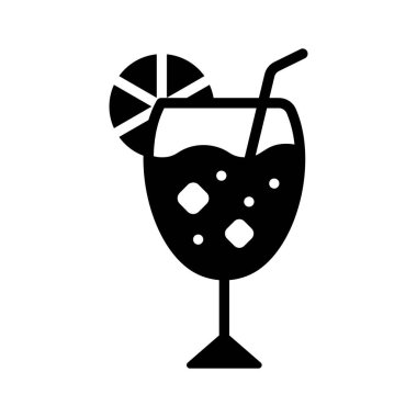 Üzerinde limon olan kokteyl bardağını gösteren iyi hazırlanmış bir sembol.