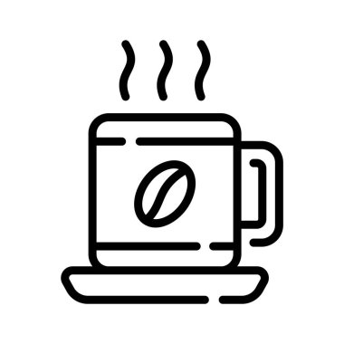 İşte sıcak kahve fincanını gösteren bir moda simgesi