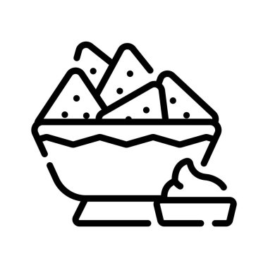 Sos soslu nachos kasesi, hat simgesi kullanıma hazır.