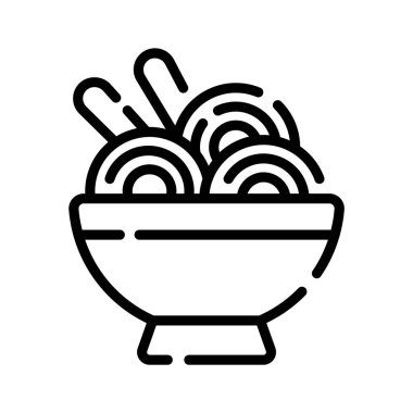 Çubuklu erişte kasesinin çizgi stili simgesini kullanmak kolaydır.