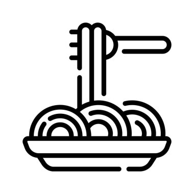 Çatallı spagettinin iyi dizayn edilmiş çizgi ikonu.