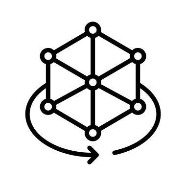 Altıgen yapının premium outline biçim simgesi