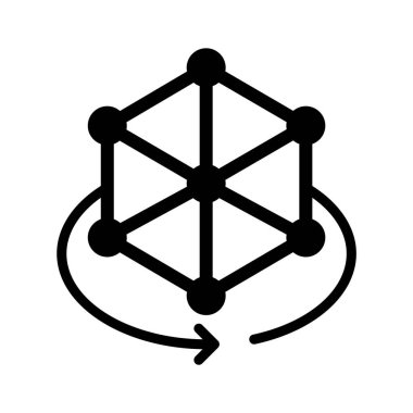 Altıgen yapının premium glyph biçimi simgesi