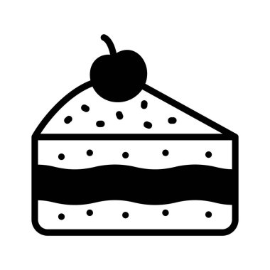 Bu kiraz soslu kek diliminin kullanışlı kabartma simgesini kontrol et