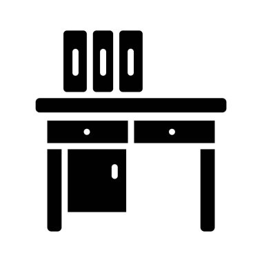 Üzerinde dosyalar olan düzenlenebilir bir ahşap ofis tablosu simgesi