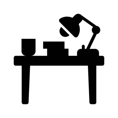 Çalışma masasını lambayla gösteren el yapımı kabartma biçiminde bir simge