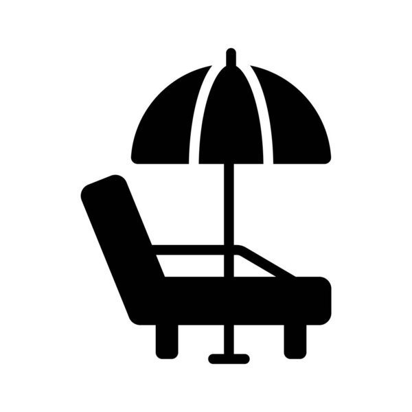 A glyph style icon of sunbed with sunshade umbrella