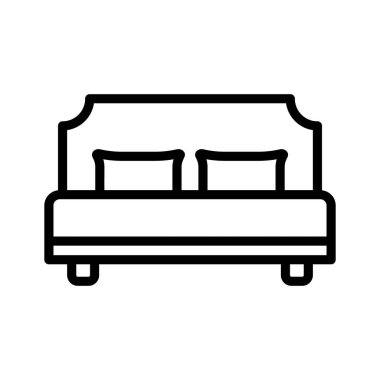 Yatak odası mobilyalarını tasvir eden kullanışlı bir satır stili simgesi