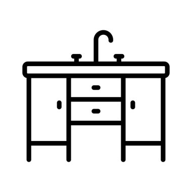 Satır biçiminde tasarlanmış lavabo simgesi, tasarımı kolay