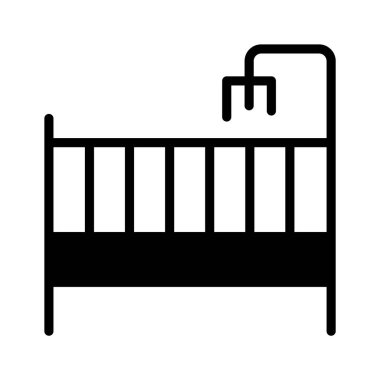 Tahta bebek karyolasının kişiselleştirilebilir bir çizgisi simgesi