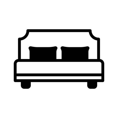 Yatak odası mobilyalarını tasvir eden kullanışlı bir satır stili simgesi